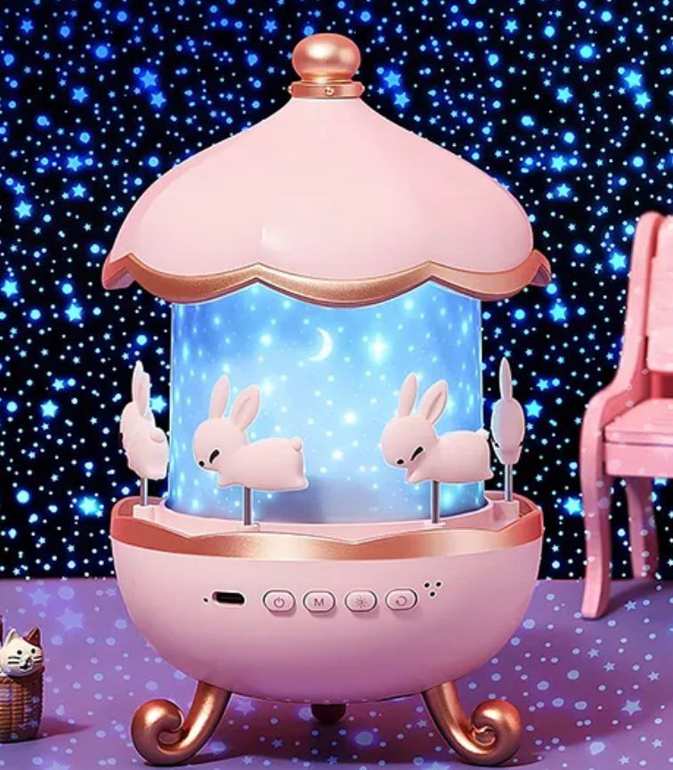 360° Rotating Bunny Star Projector Lamp