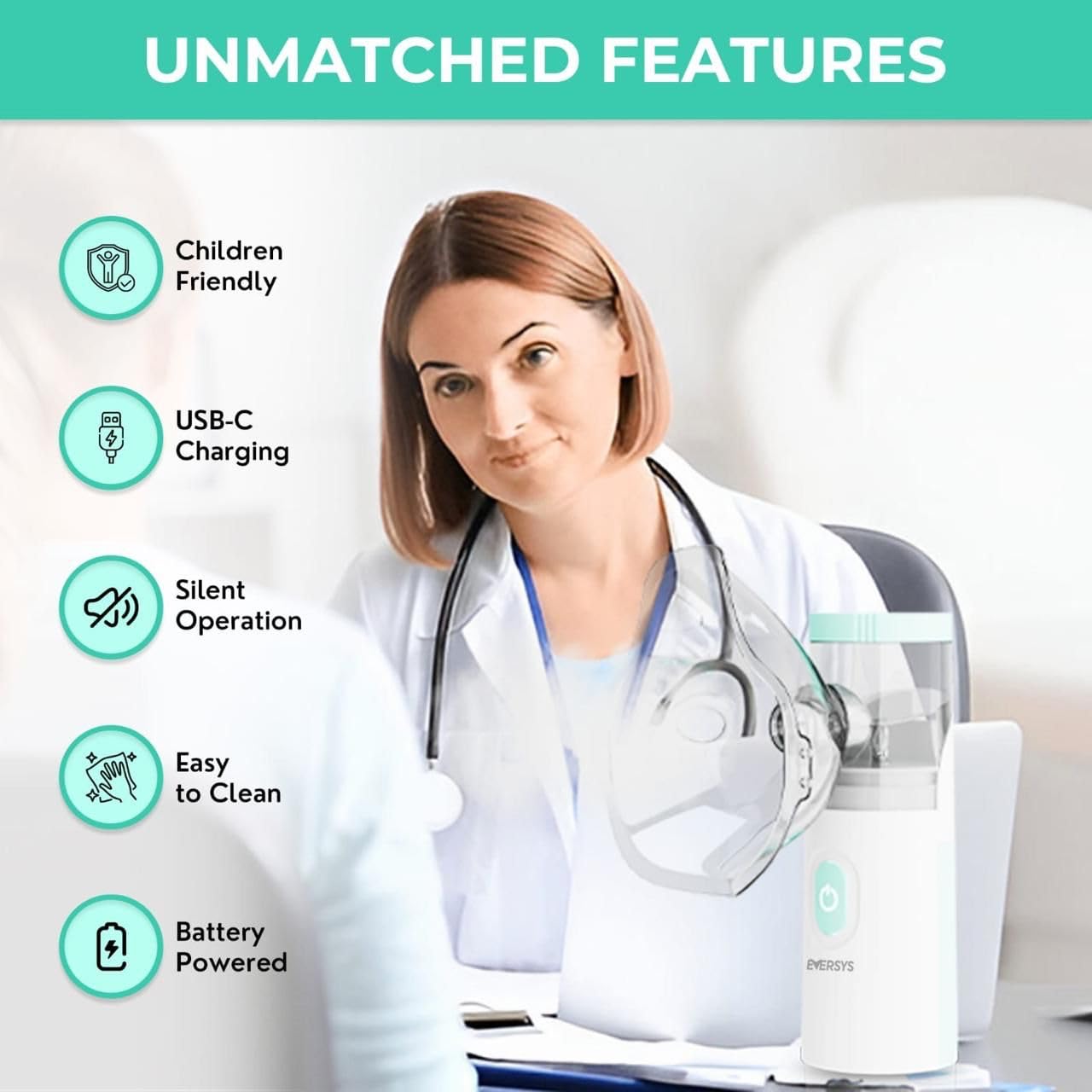 Smart Mesh Nebulizer — Portable USB Inhalation Machine for Asthma, COPD, Bronchitis & Allergies