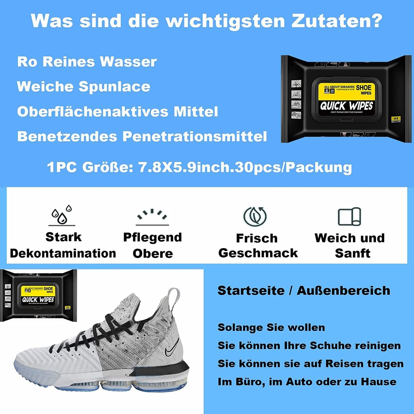 Quick Wipes™ – Instant Shoe Cleaning & Whitening Wipes (30 Sheets)