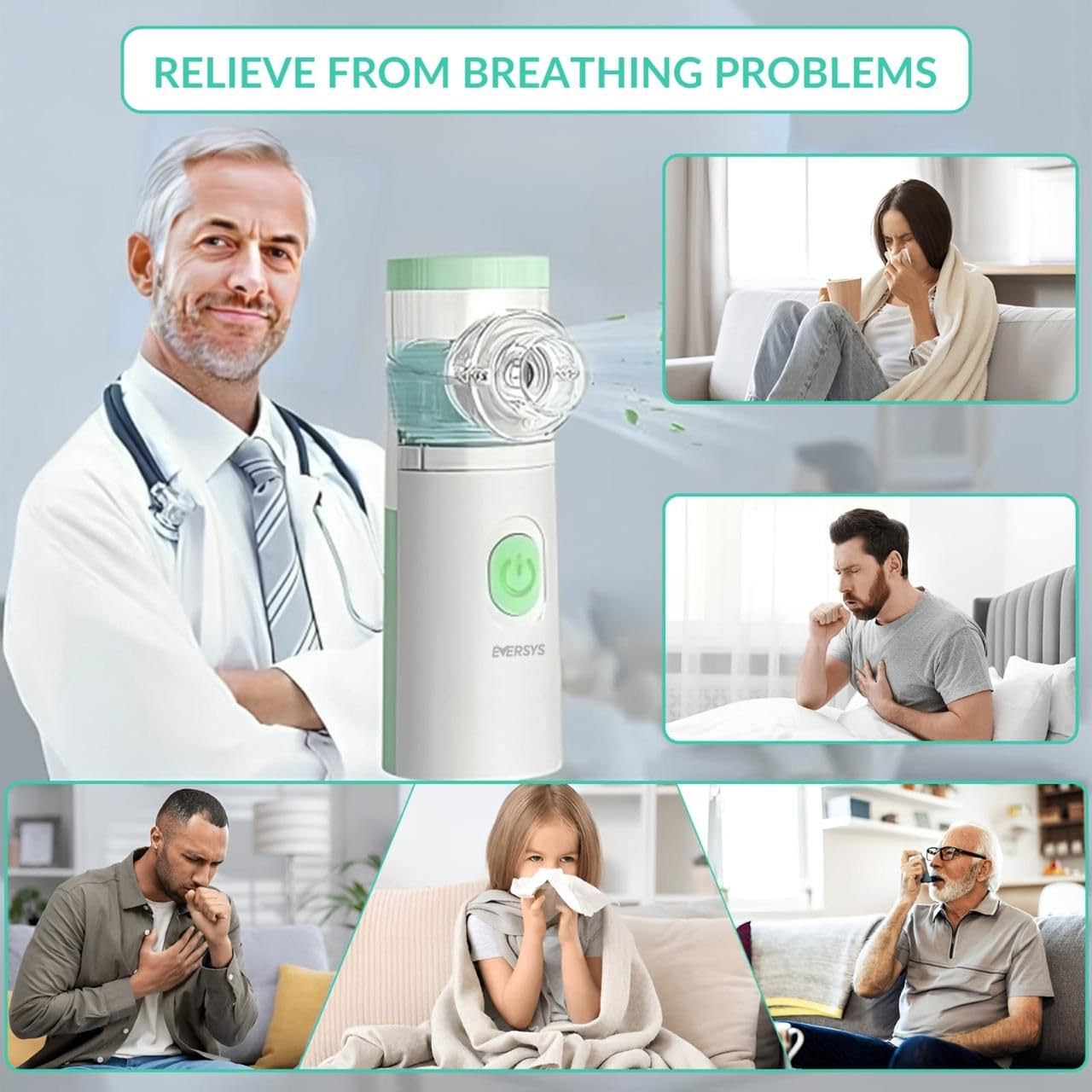 Smart Mesh Nebulizer — Portable USB Inhalation Machine for Asthma, COPD, Bronchitis & Allergies